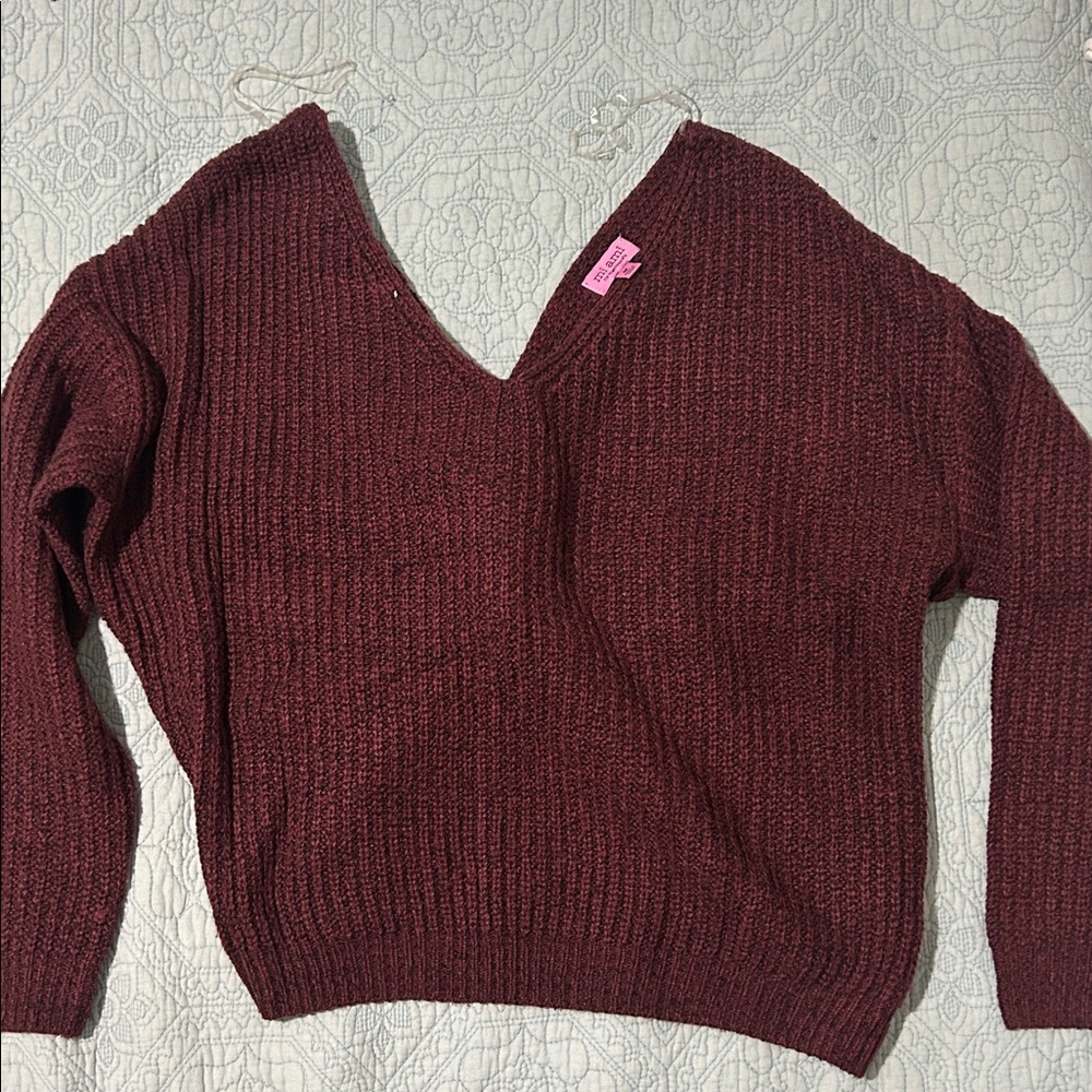 Francesca's Collections Burgundy Knit Sweater